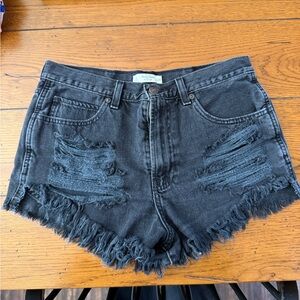 Abercrombie & Fitch Black Distressed High-Rise Jean Shorts
